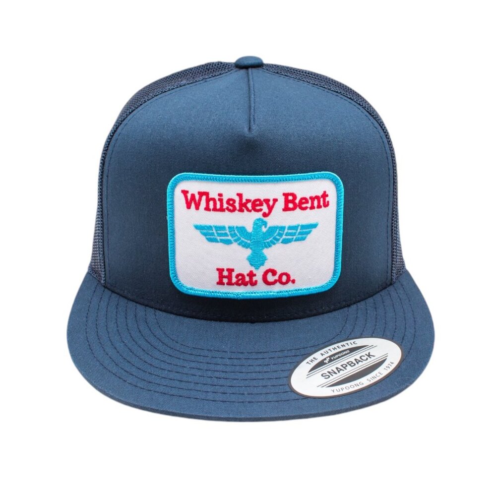 Whiskey Bent Patch Flat Brim Navy Blue Mesh Snapback - Picture 3 of 5